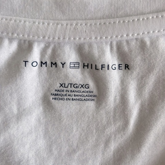 Tommy Hilfiger Essentially White Cotton Tee T-shirt Heart Flag, Crew neck Large - Picture 6 of 9